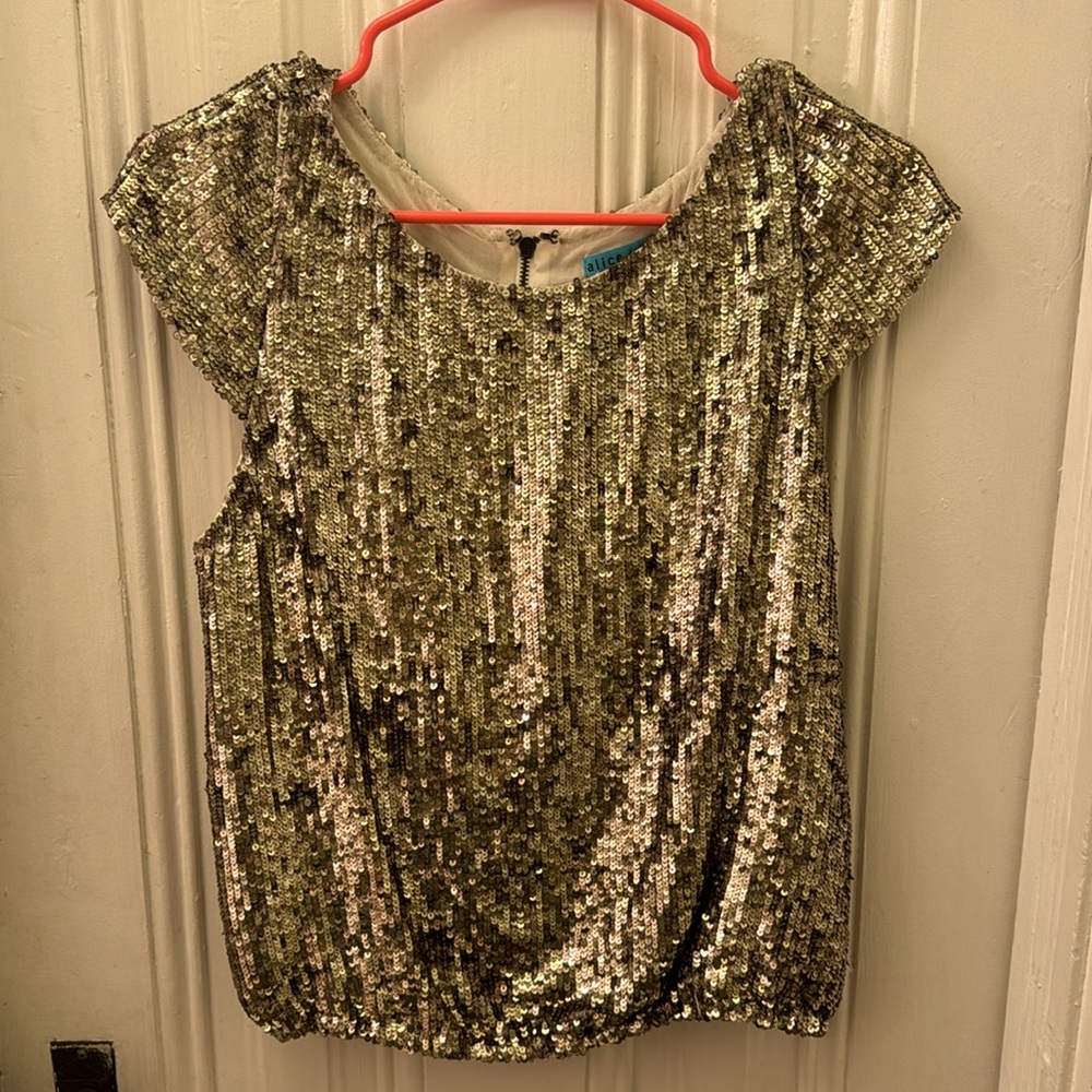 Alice + Olivia Gold Sequin Blouse